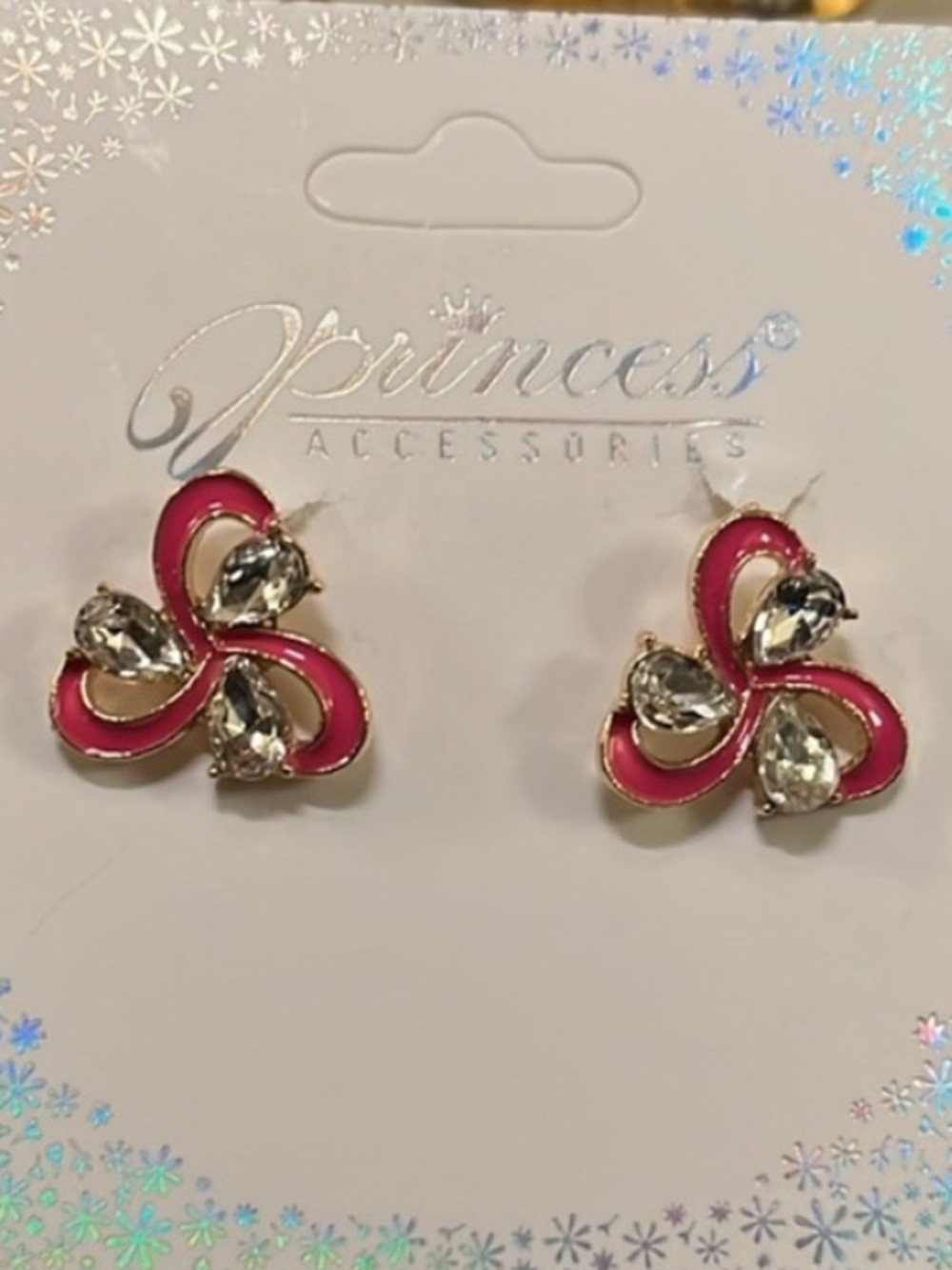 Hot Pink Bow Swirl Stud Earrings